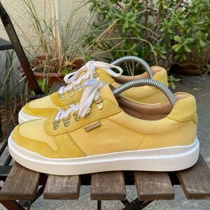 Cole Haan Grand Series Lace Up Sneaker Women's Size 9.5B Yellow Suede Canvas